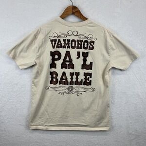 Vamonos Pal Baile Shirt Mens Medium Beige Herencia Collection Graphic Pocket Tee